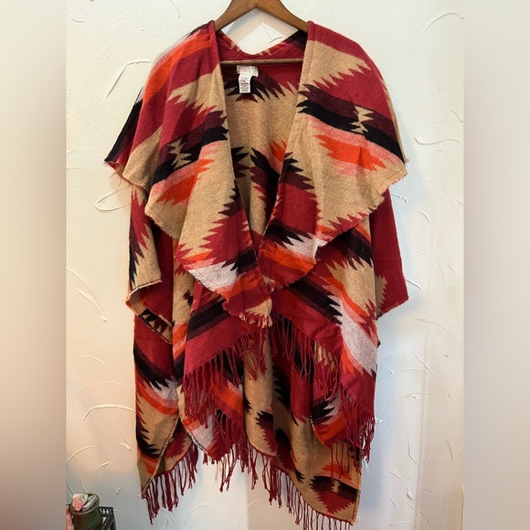 Free People Crossroads Aztec Poncho One Size - Picture 4 of 12